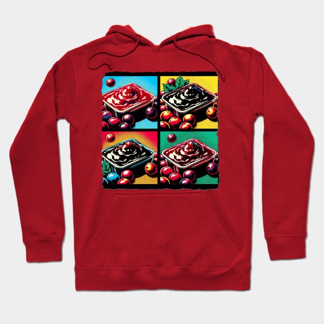 Cranberry Pop: A Vivid Artistic Take on a Holiday Classic Hoodie by PawPopArt